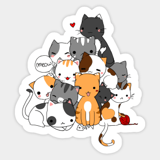 Chibi cats meowntain Sticker